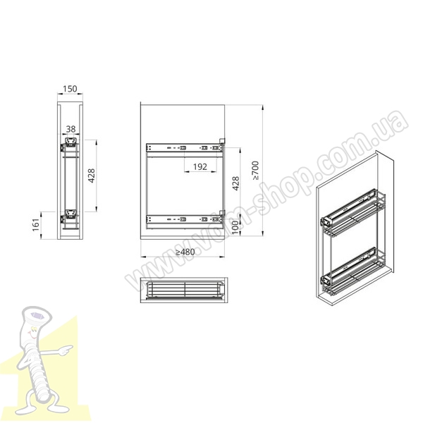 Карго ATM mini WB-582-150-L G2 хром NORMA. Фото 2