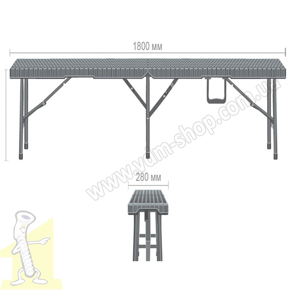 Лавка розкладна Jilly пластик під дерево коричнева. Фото 8