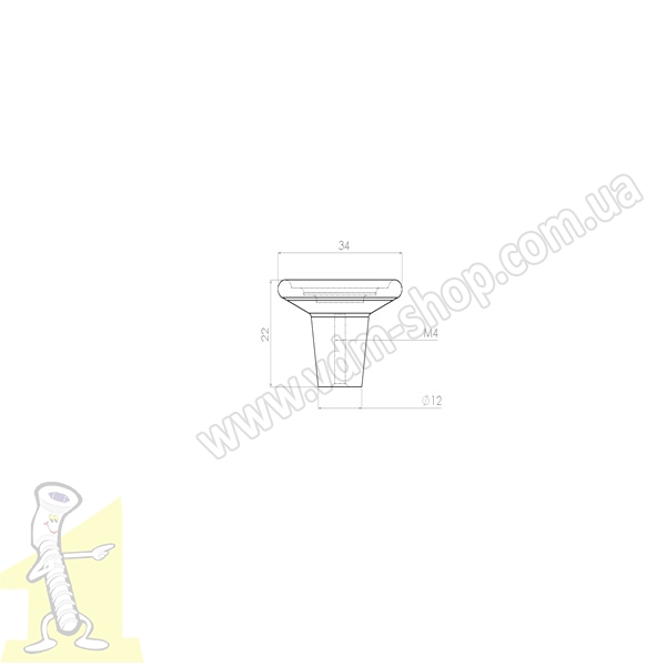 Ручка кнопка Ф.411.102  Матова Чорна. Фото 3