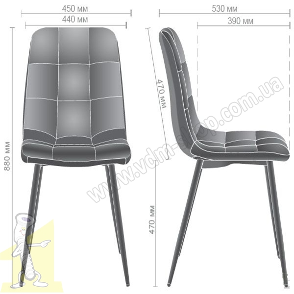 Стілець Cherry чорний / вельвет кавовий. Фото 5