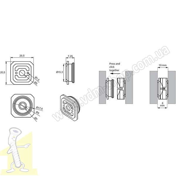 Комплект кріплення настінних панелей 20,5*20,5 мм Китай. Фото 3