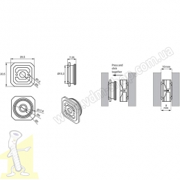 Комплект кріплення настінних панелей 20,5*20,5 мм Китай. Фото 3