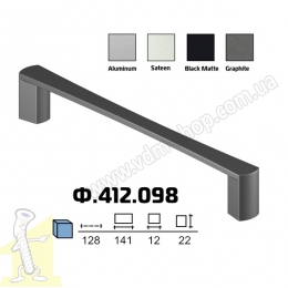 Ручка меблева Ф.412.098  L-128 мм Матова Чорна. Фото 2