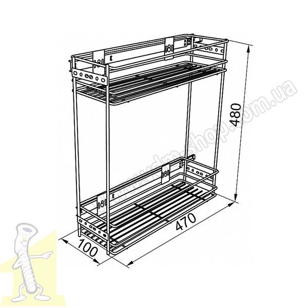 Карго 150  2 поверхи бокове кріплення Хром. Фото 2