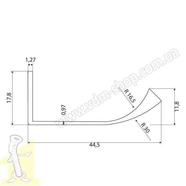 Ручка профiльна  UA 02/1180 ZM  Золото Матове. Фото 2