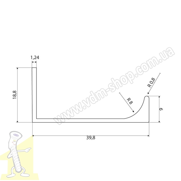 Ручка профiльна  UA 06R/1180 G8  INOX. Фото 2