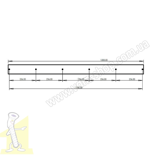 Ручка профiльна  UA 06R/1180 G8  INOX. Фото 3