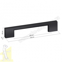 Ручка меблева Ф.412.089  L-128 мм Матова Чорна. Фото 4