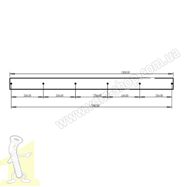 Ручка профiльна  UA 06R/1180 G6  Алюміній. Фото 3