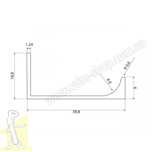 Ручка профiльна  UA 06R/1180 G6  Алюміній. Фото 2