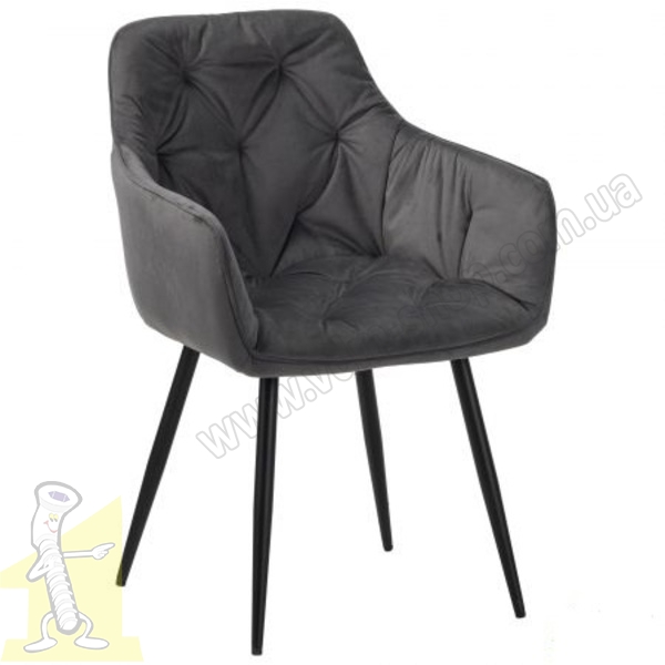 Крісло Liana чорний / вельвет темно-сірий