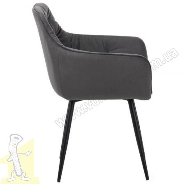 Крісло Liana чорний / вельвет темно-сірий. Фото 3