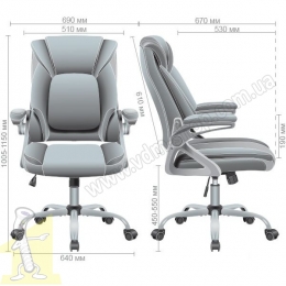 Крісло керівника West тканина сіра. Фото 8