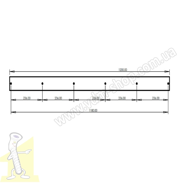 Ручка профiльна  UA 06R/1180 WM  Біла Матова. Фото 3