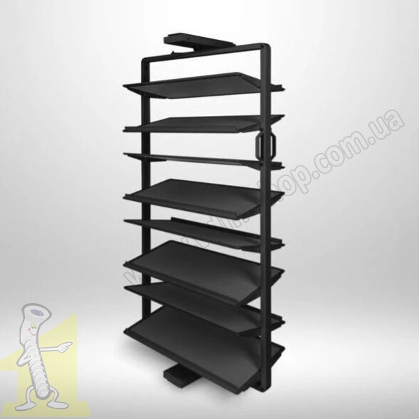 Полиця поворотна на взуття GTV ELITE з дотягом 8 полиць, чорна WG-OBR8-20