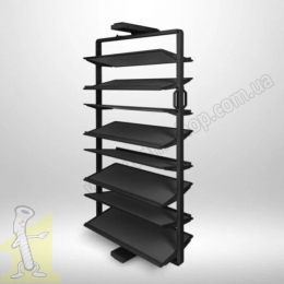 Полиця поворотна на взуття GTV ELITE з дотягом 8 полиць, чорна WG-OBR8-20