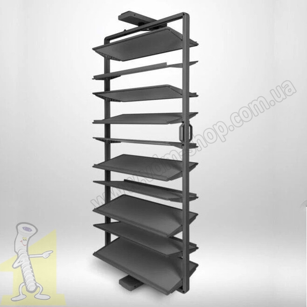 Полиця поворотна на взуття GTV ELITE з дотягом 10 полиць, антрацит WG-OBR10-60. Фото 2