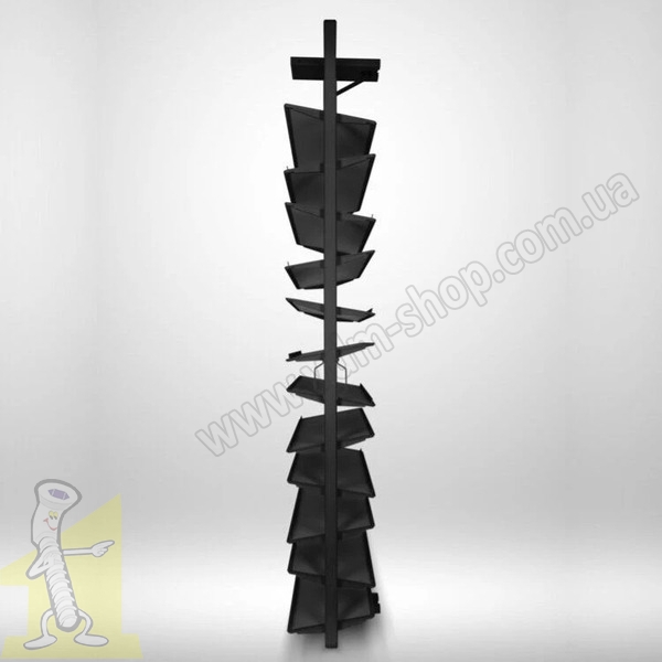 Полиця поворотна на взуття GTV ELITE з дотягом 12 полиць, чорна WG-OBR12-20. Фото 3