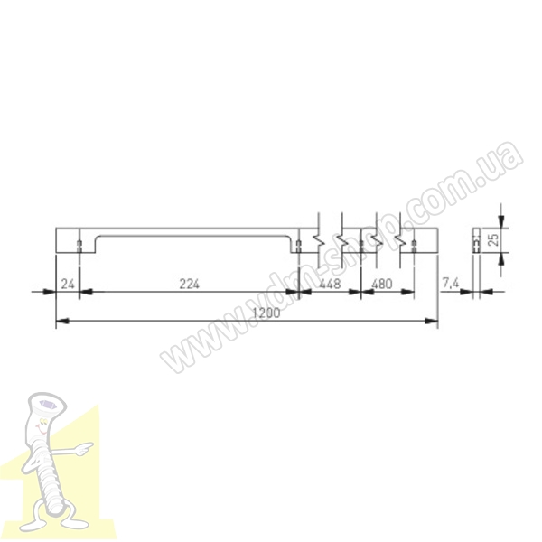Ручка алюмінієва EXTEND L=1200 кашемір UA-EXTEND-1200-23. Фото 2