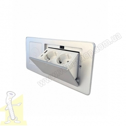 Розетка врізна Алюміній 2 * 220V/16А + USB + TypeC роз'єми з підйомною кришкою - бездротова зарядка