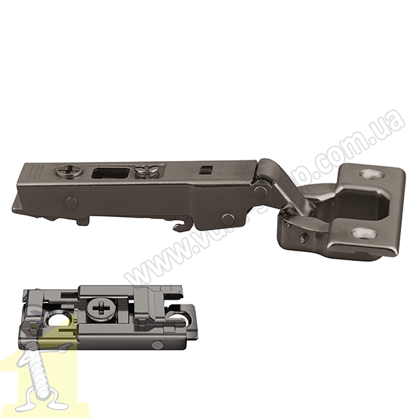 Петля METALLA SM 540 110° сталь чорна накладна з демпфером 45/9.5+планка пряма підшуруп 311.05.003+311.70.730 Hafele
