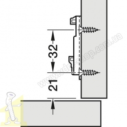 Петля METALLA SM 540 110° сталь чорна півнакладна з демпфером 45/9.5 підшуруп 311.05.004+311.70.730 Hafele. Фото 4