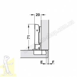 Петля METALLA SM 540 110° сталь чорна накладна без пружини 45/9.5+планка під шуруп 311.05.009+311.70.756 Hafele. Фото 3