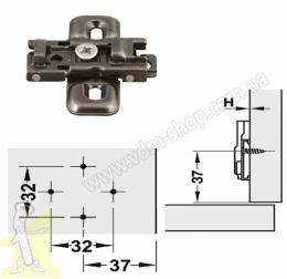Петля METALLA SM 540 110° сталь чорна накладна без пружини 45/9.5+планка під шуруп 311.05.009+311.70.756 Hafele. Фото 4