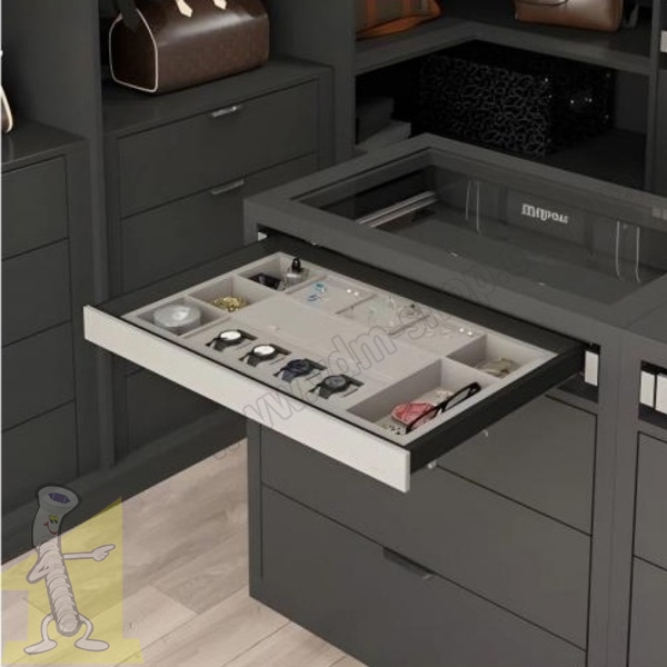 Органайзер для прикрас та ювелірних виробів на тандем blum, 764x470x75, секція 800мм, антрацит /шкіра STARAX S-6417-А. Фото 2