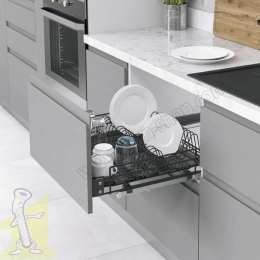 Шухляда для посуди повний висув Тандем Blum 600мм антрацит STARAX S-2031-A, 560-580*520*185. Фото 2