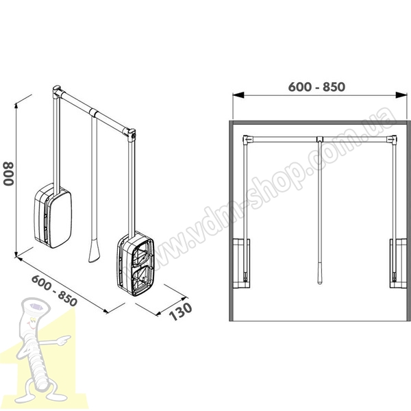 Ліфт-пантограф STARAX 600-850*130*800 антрацит S-6011-A на 12 кг. Фото 5