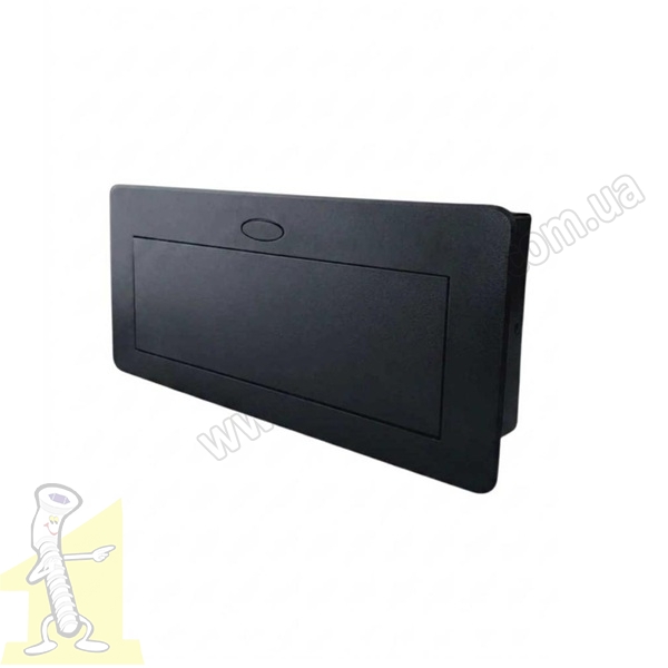 Розетка врізна Чорна 2 * 220V/16А + USB + TypeC роз'єми з підйомною кришкою з округлими краями. Фото 2