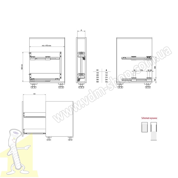 Карго 400 2 поверхи повного висуву з плавним дотягом біле ELEMENT mini REJS WE37.0005.01.003. Фото 2