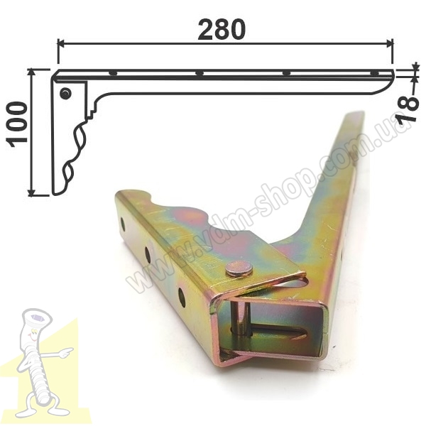 Кутник розкладний Besel L=280 мм  100*18 мм. Фото 4