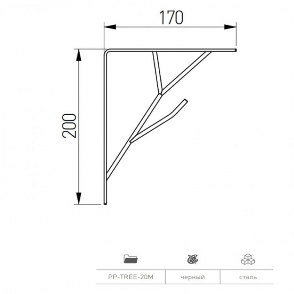 Кутник декоративний GTV TREE, 20x17 cmчорний PP-TREE-20M 1шт. Фото 2