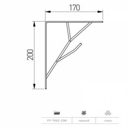 Кутник декоративний GTV TREE, 20x17 cmчорний PP-TREE-20M 1шт. Фото 2