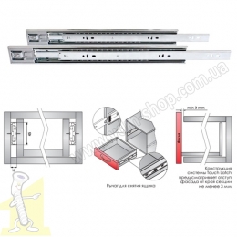 Hаправляюча Linken System Touch Latch NEW відштовхуюча кулькова L-400 H-45 повний висув. Фото 2