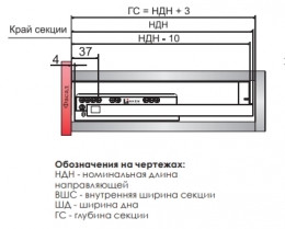 Hаправляюча Linken System Soft Close прихованого монтажу L-350 плавний дотяг, повний висув для плити 18мм.. Фото 4