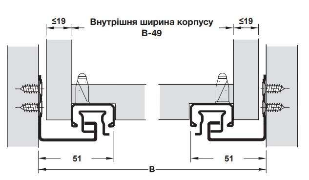 Комплект направляючих скритих Hafele.MATRIX UM A30 п/в ст.оц. 500мм 30кг Hafele MATRIX 3D 433.03.286. Фото 2