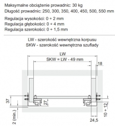 Напрямні нижнього монтажу Sevroll DXP 3D синхро з системою PUSH L-450. Фото 2