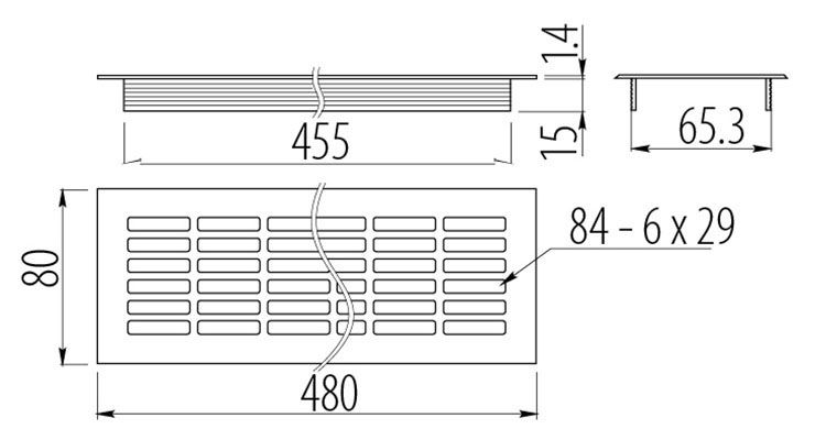 Решітка вентиляційна GTV 80x480 KK-W80800-D0 алюміній. Фото 2