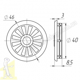 Решітка вентиляційна пластикова D-40 Біла. Фото 2