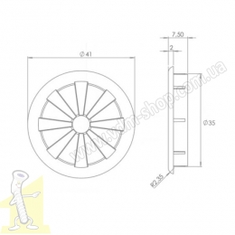 Решітка вентиляційна пластикова Ø 35 беж. Фото 2