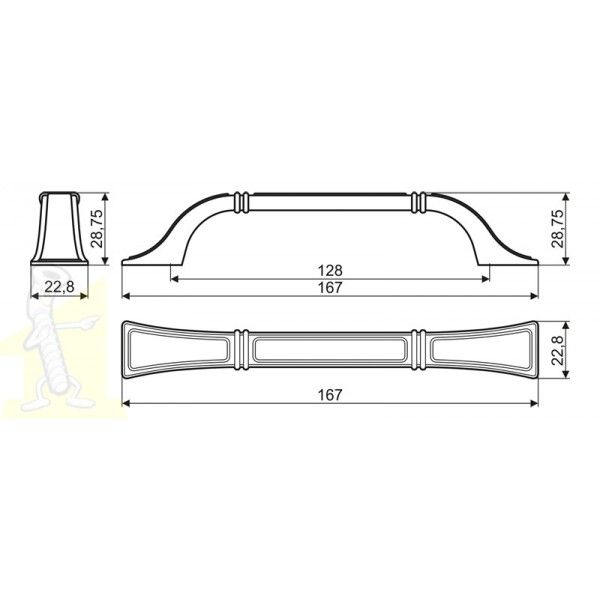 Ручка меблева GAMET UR38-0128-G0031 старе срібло. Фото 2