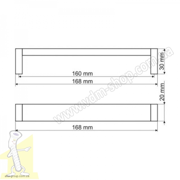 Ручка меблева GAMET UA67-0160-R0030-G0004 чорна+хром. Фото 2