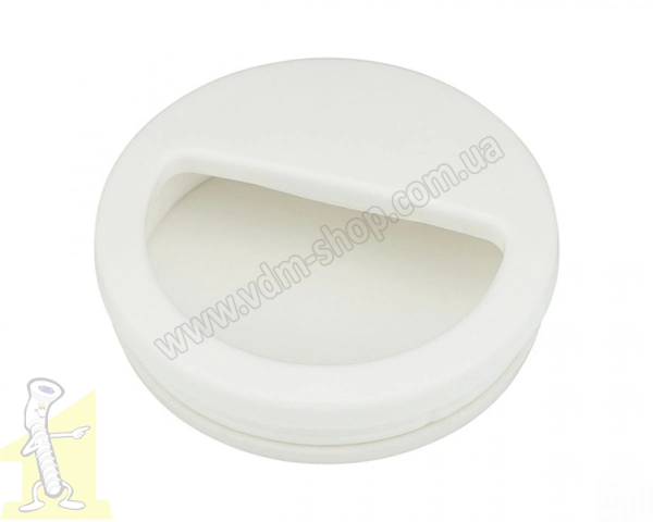 Ручка врізна кругла пластикова біла