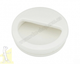 Ручка врізна кругла пластикова біла