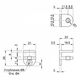 Полицетримач для скляних полиць DM 40 G5 (МР 4006). Фото 2