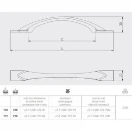 Ручка меблева FLOW  C=192 мм, чорна матова UZ-FLOW-192-20M. Фото 2