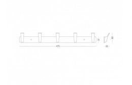 Вішалка на 5 гачків HA-02/5, алюмінієва чорна. Фото 3